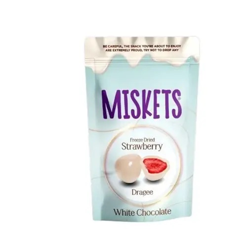[SS001525] Miskets Fraises Enrobées de Chocolat Blanc 80 g