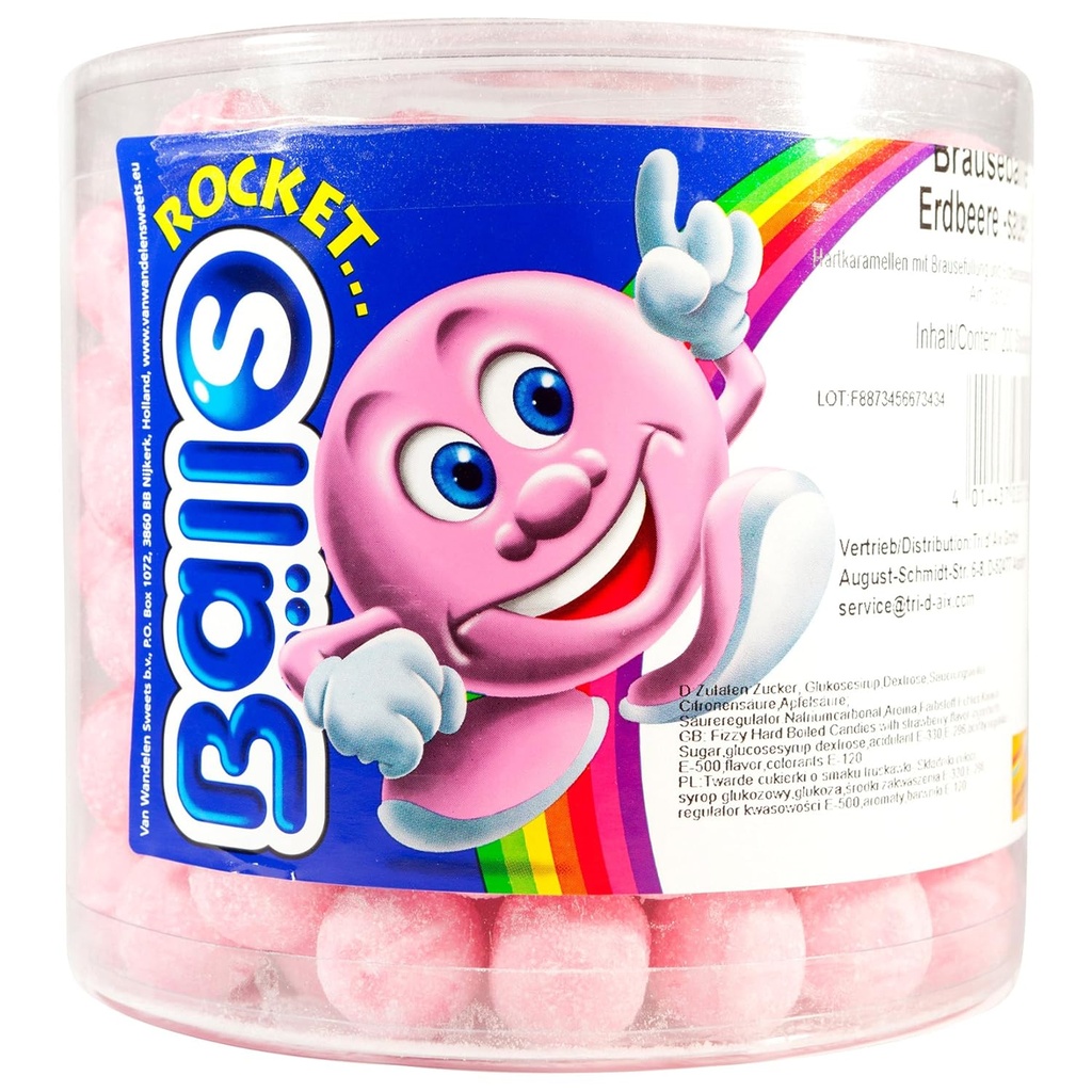 [SS002186] Rocket Balls Fraise Acidulée 200 pièces